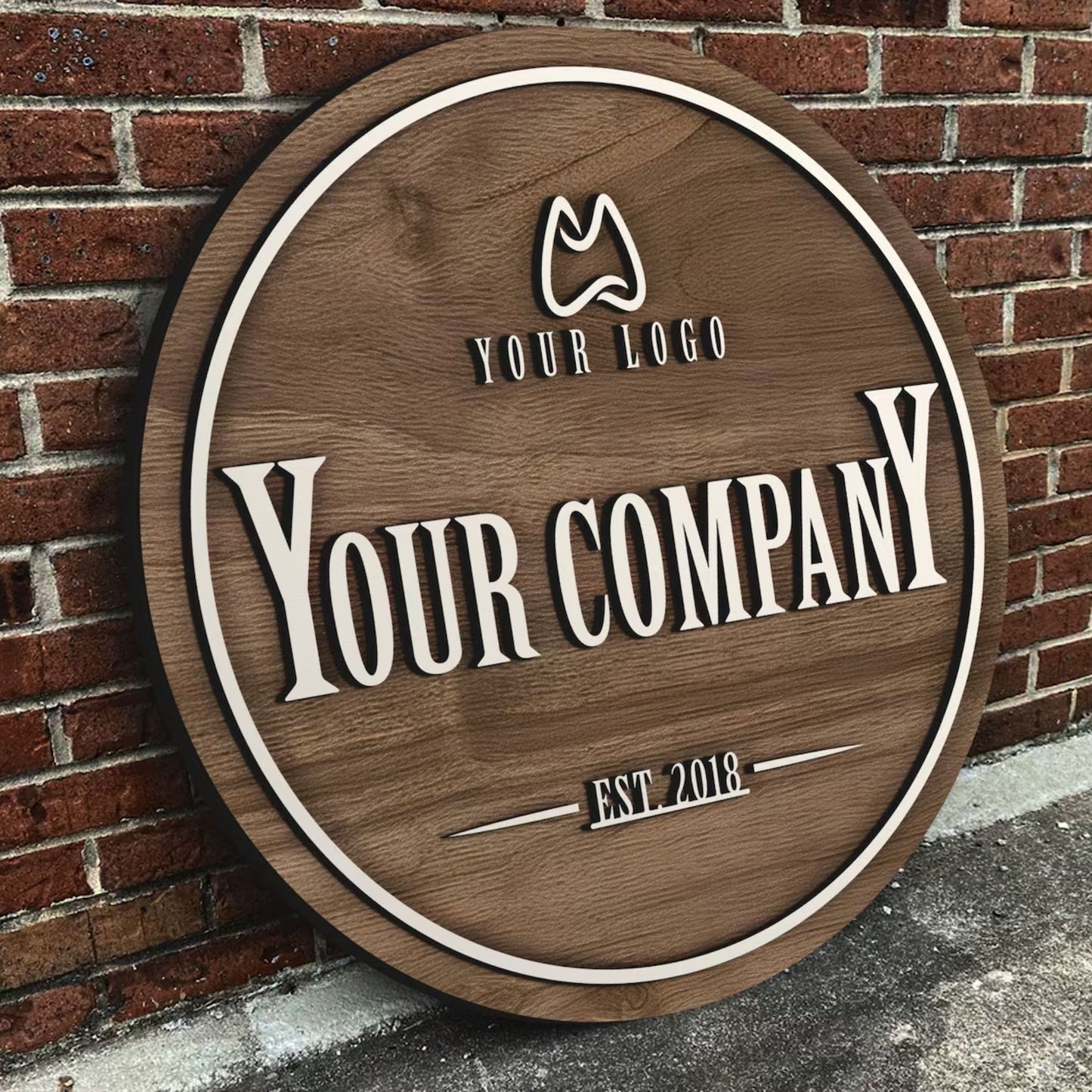 Personalized Laser Cut Round Wooden Logo Sign
